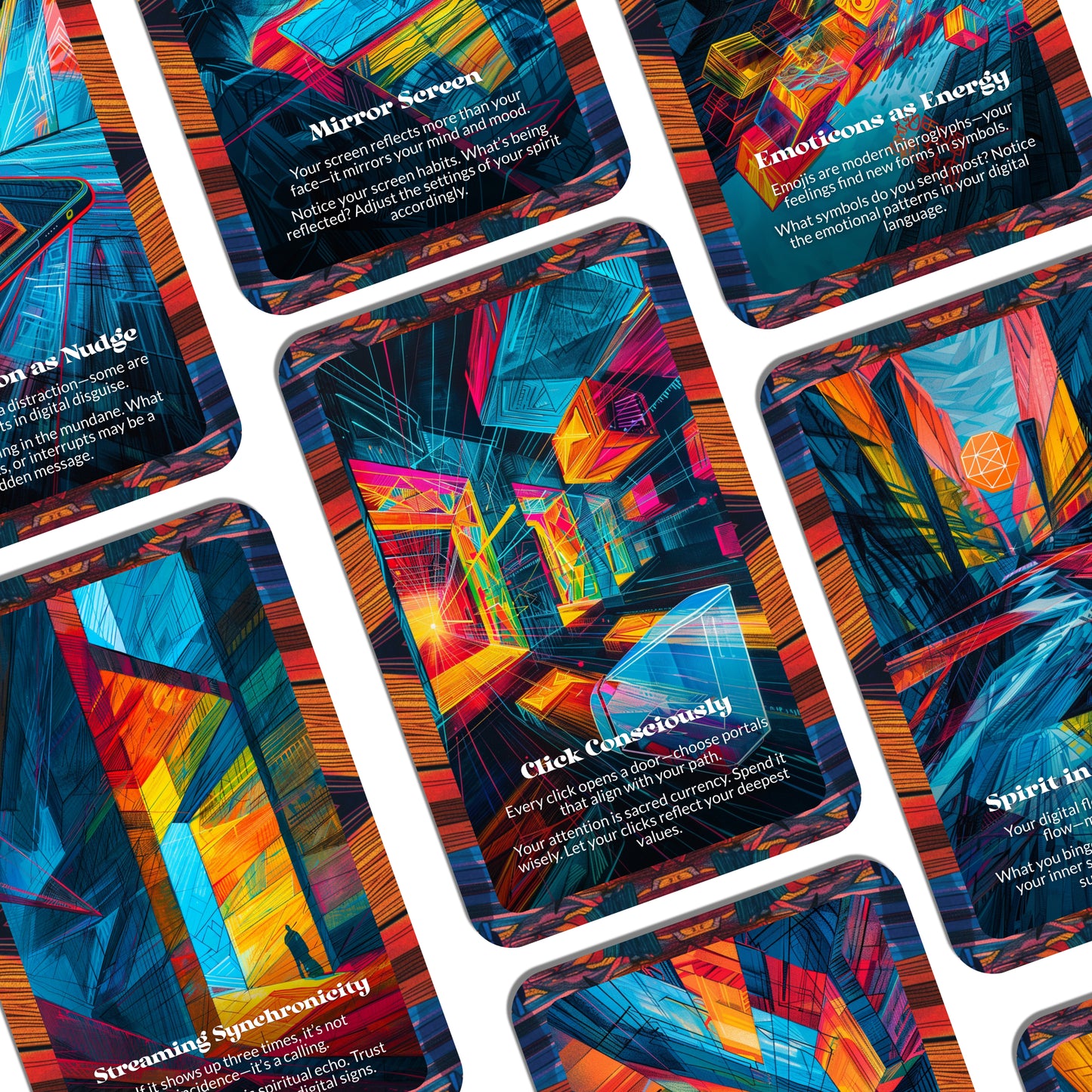 Screens & Symbols – A Digital Divination Oracle Deck – 22 Oracle Cards – Scroll Through the Sacred Code