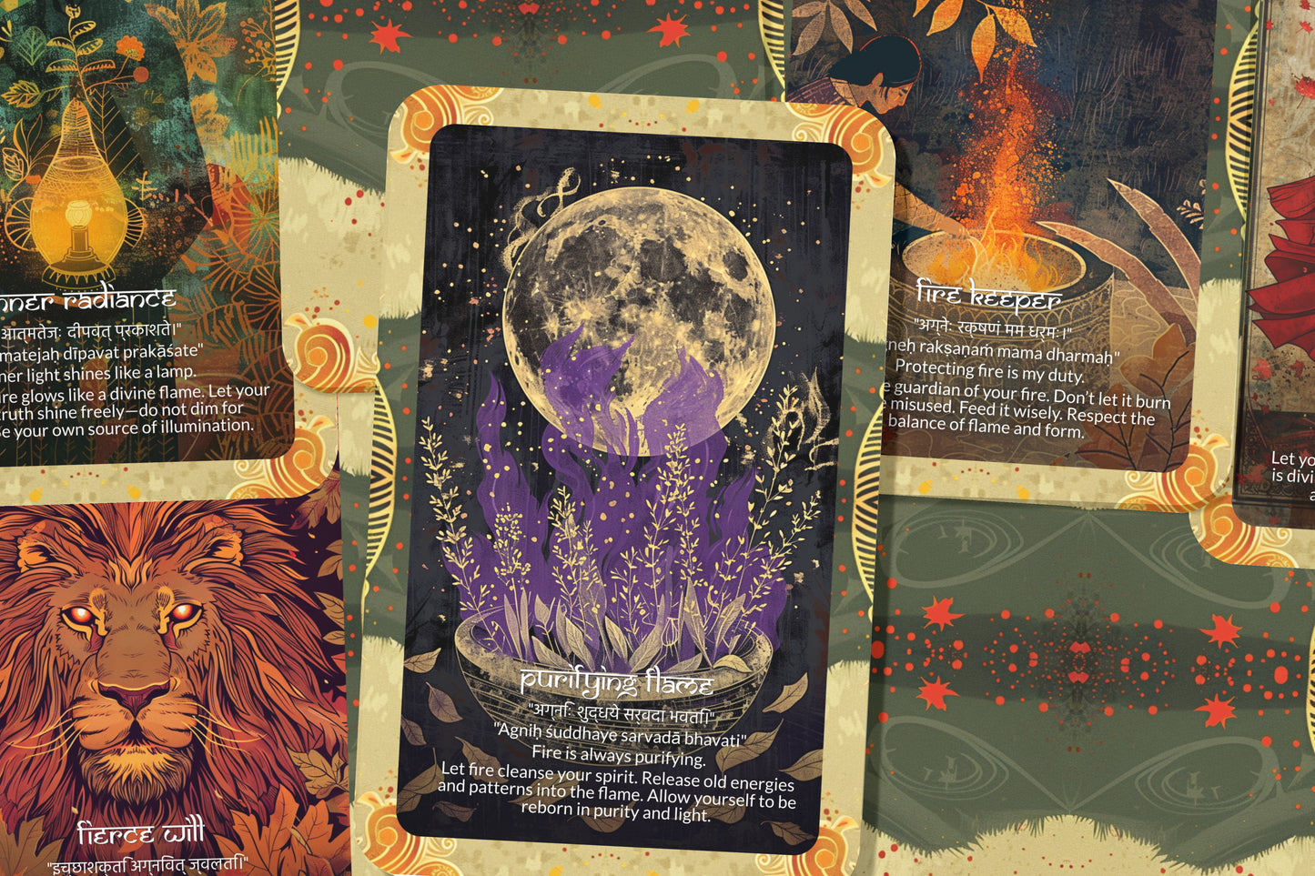 Fire Mantra – An Elemental Flame Oracle Deck – 22 Oracle Cards – Passion, Purification, and Power