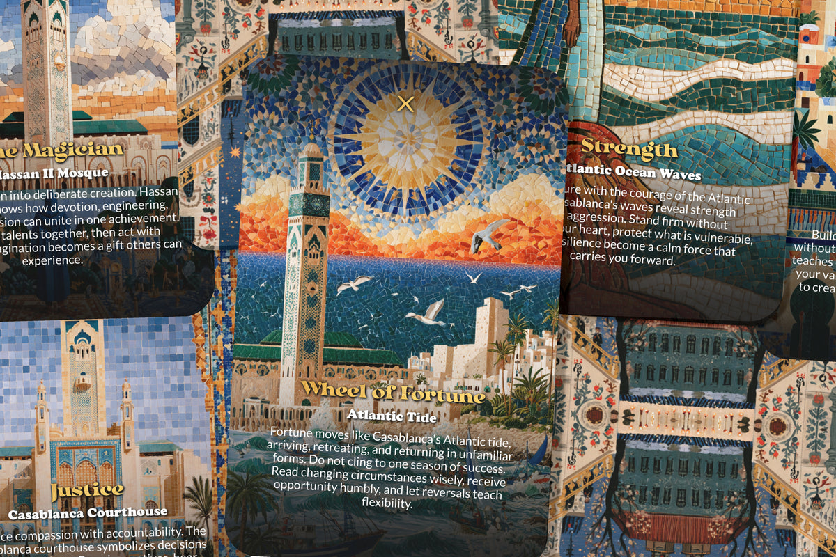 The Tarot of Casablanca – A Moroccan Heritage Tarot Deck – 22 Tarot Cards – Mysteries of the Atlantic and Ancient Medina
