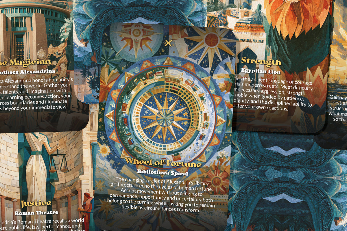 The Tarot of Alexandria – A Mediterranean Heritage Tarot Deck – 22 Tarot Cards – Ancient Wisdom by Egypt’s Sacred Sea
