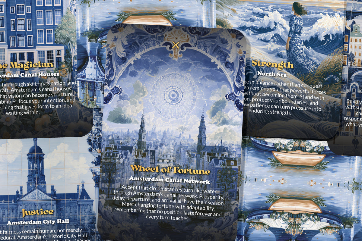 The Tarot of Amsterdam – A Canal City Tarot Deck – 22 Tarot Cards – Mystical Journeys Through the Netherlands’ Historic Heart