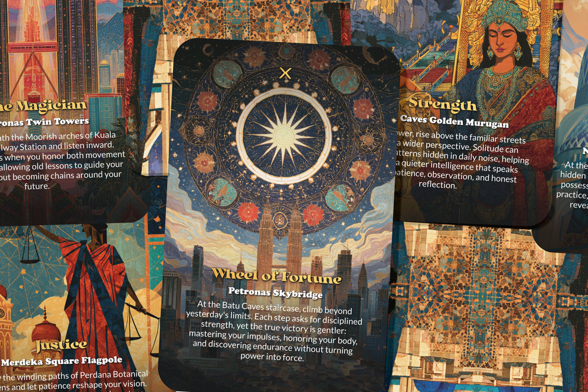The Tarot of Kuala Lumpur – A Tropical Heritage Tarot Deck – 22 Tarot Cards – Temples, Towers, and Malaysian Spirit
