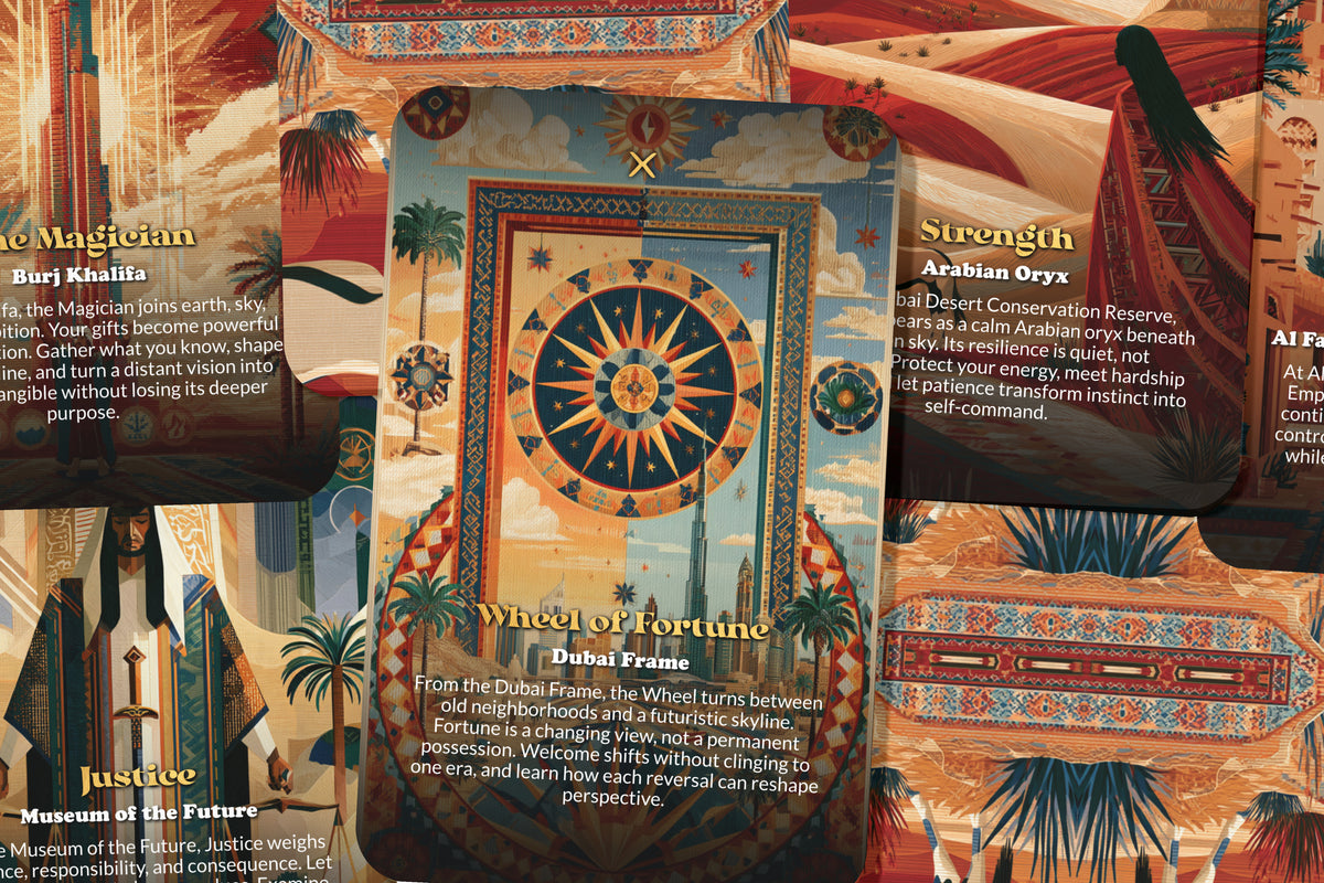 The Tarot of Dubai – A Desert Vision Tarot Deck – 22 Tarot Cards – From Ancient Sands to Modern Wonder