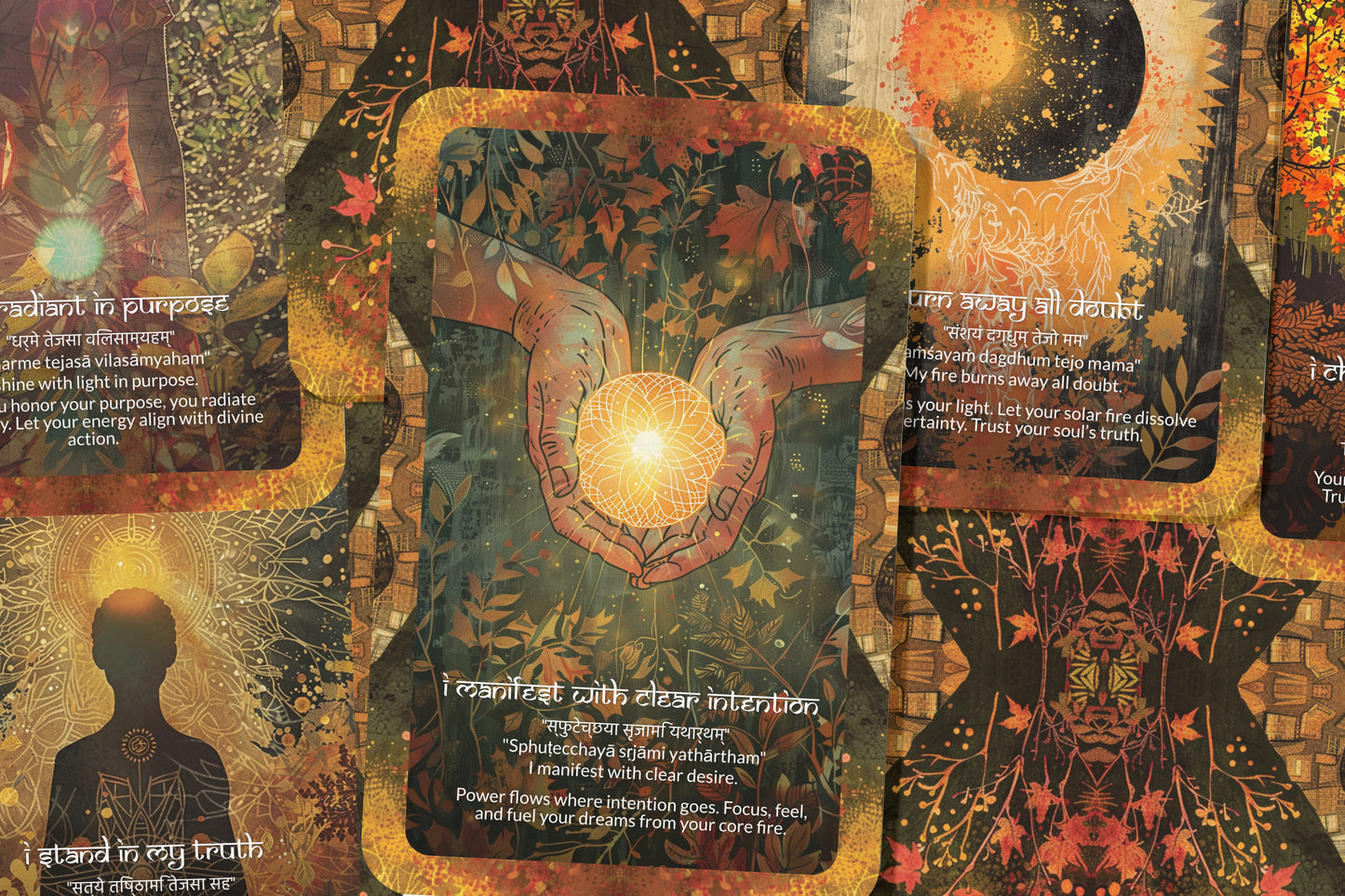 Solar Plexus Mantra – A Power Center Oracle Deck – 22 Oracle Cards – Radiate Confidence and Will