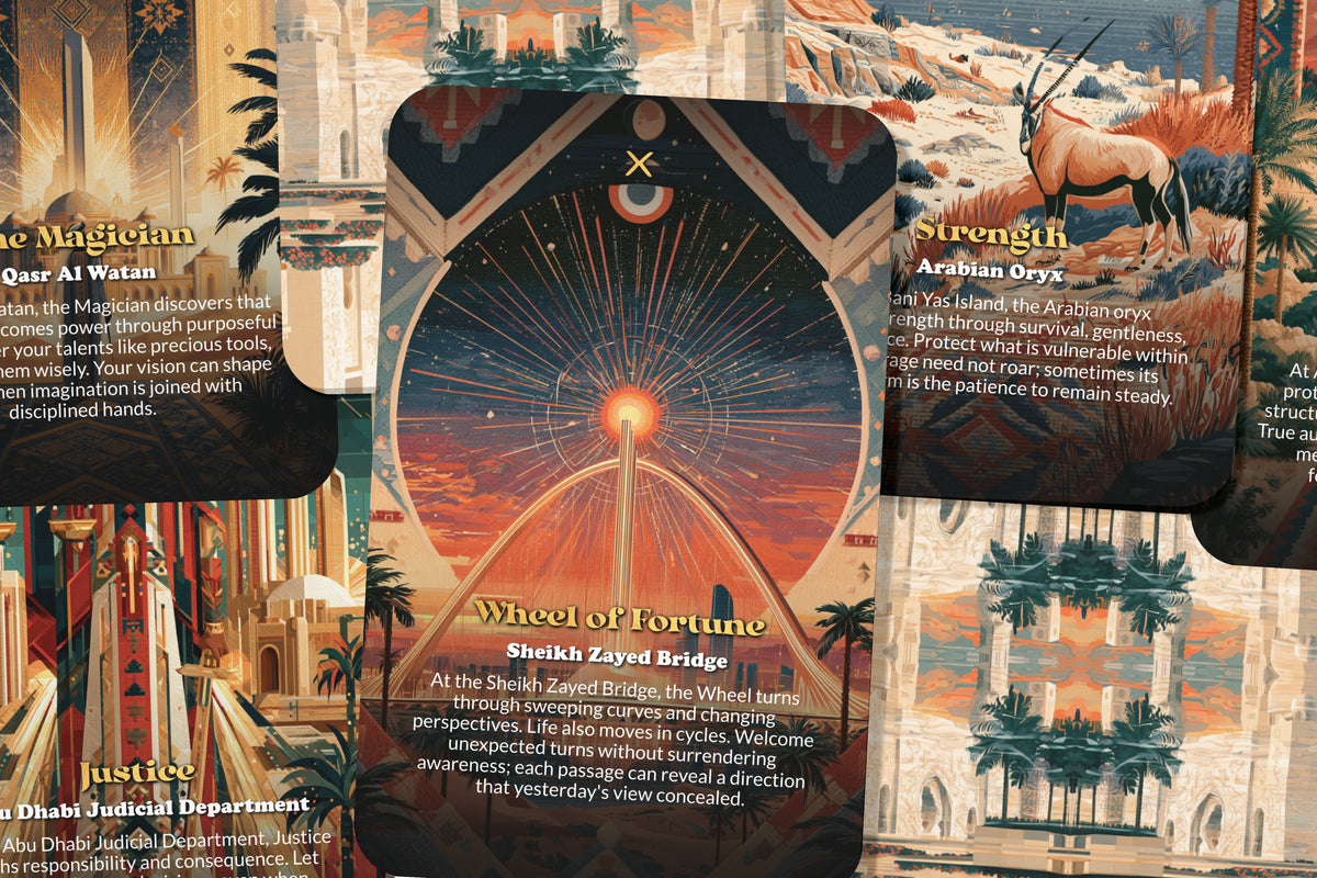 The Tarot of Abu Dhabi – A Desert Mysticism Tarot Deck – 22 Tarot Cards – Spiritual Journey Through the UAE’s Capital