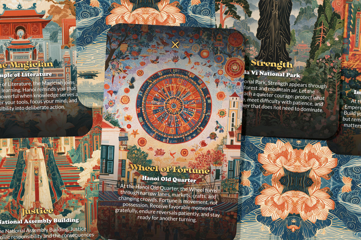 The Tarot of Hanoi – A Vietnamese Heritage Tarot Deck – 22 Tarot Cards – Ancient Temples and Spirit of the Red River