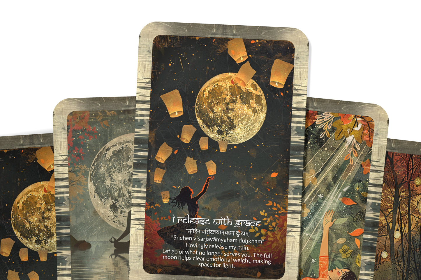 Full Moon Mantra – A Lunar Oracle Deck – 22 Oracle Cards – Illumination, Completion, and Release