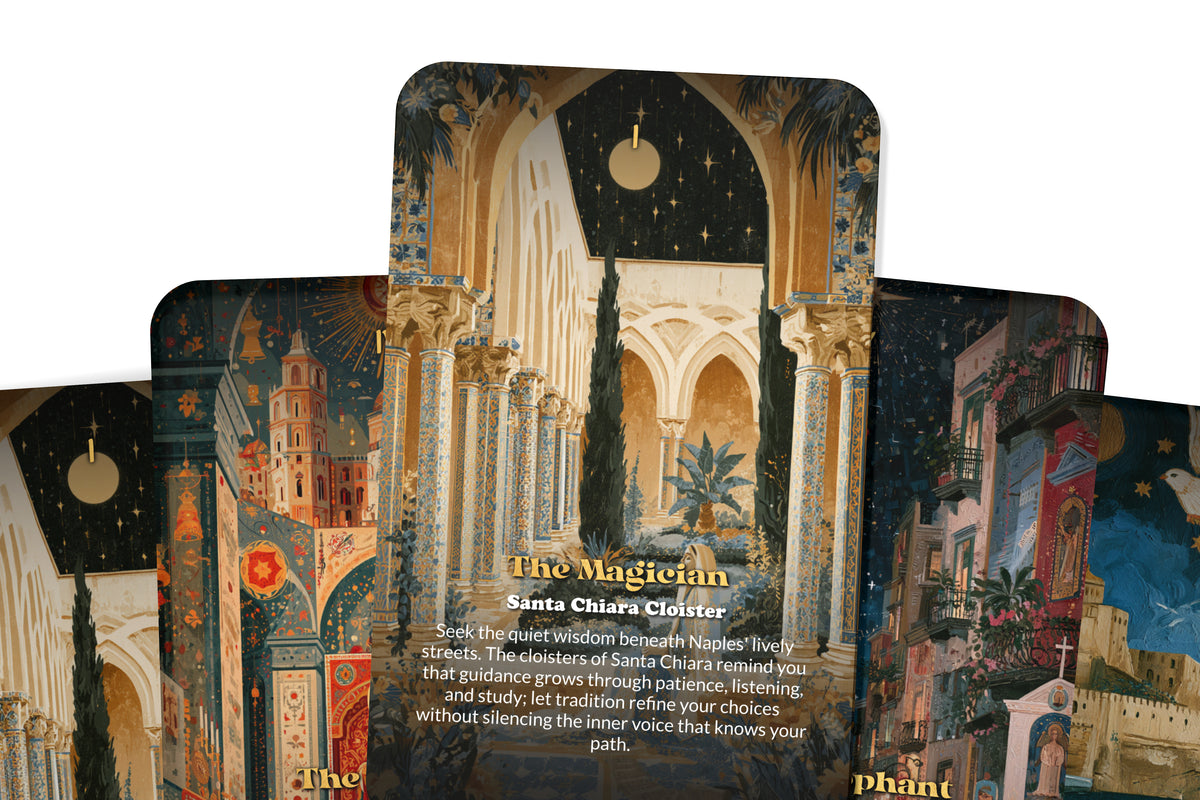 The Tarot of Naples – A Mediterranean Mysteries Tarot Deck – 22 Tarot Cards – Vesuvius, Ancient Ruins, and Italian Soul