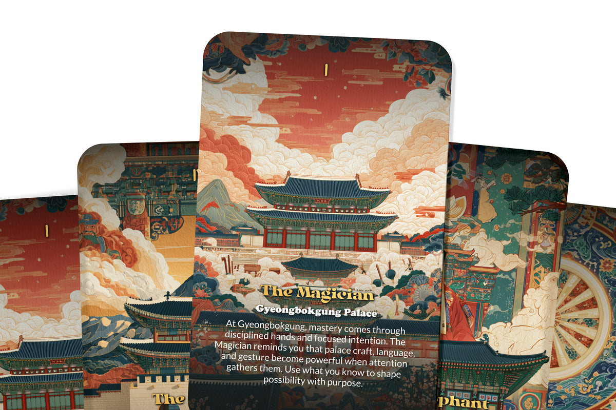 The Tarot of Seoul – A Korean Heritage Tarot Deck – 22 Tarot Cards – Palaces, Mountains, and Modern Spirit