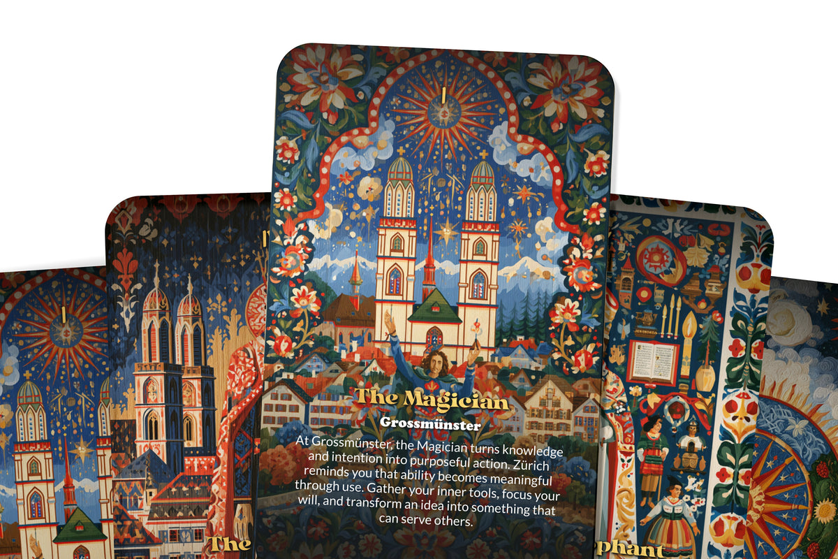 The Tarot of Zurich – A Swiss Alpine Tarot Deck – 22 Tarot Cards – Lake Waters, Mountains, and Swiss Heritage
