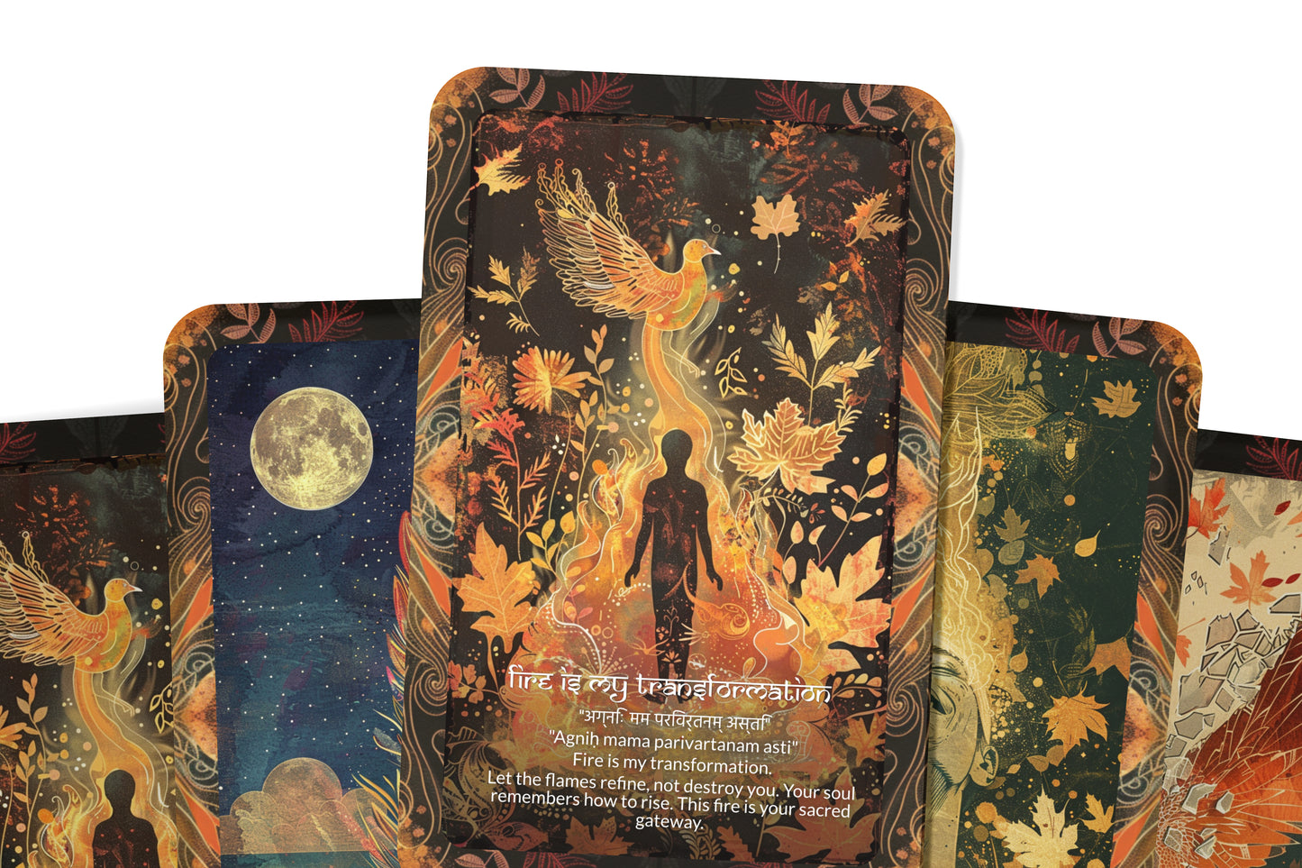 Phoenix Mantra – A Rebirth Oracle Deck – 22 Oracle Cards – Rise from Ash and Begin Again