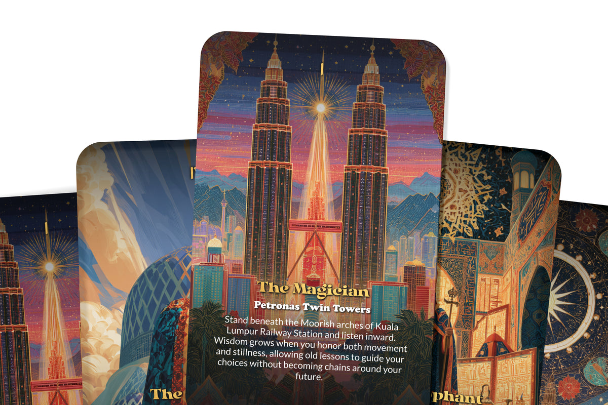 The Tarot of Kuala Lumpur – A Tropical Heritage Tarot Deck – 22 Tarot Cards – Temples, Towers, and Malaysian Spirit