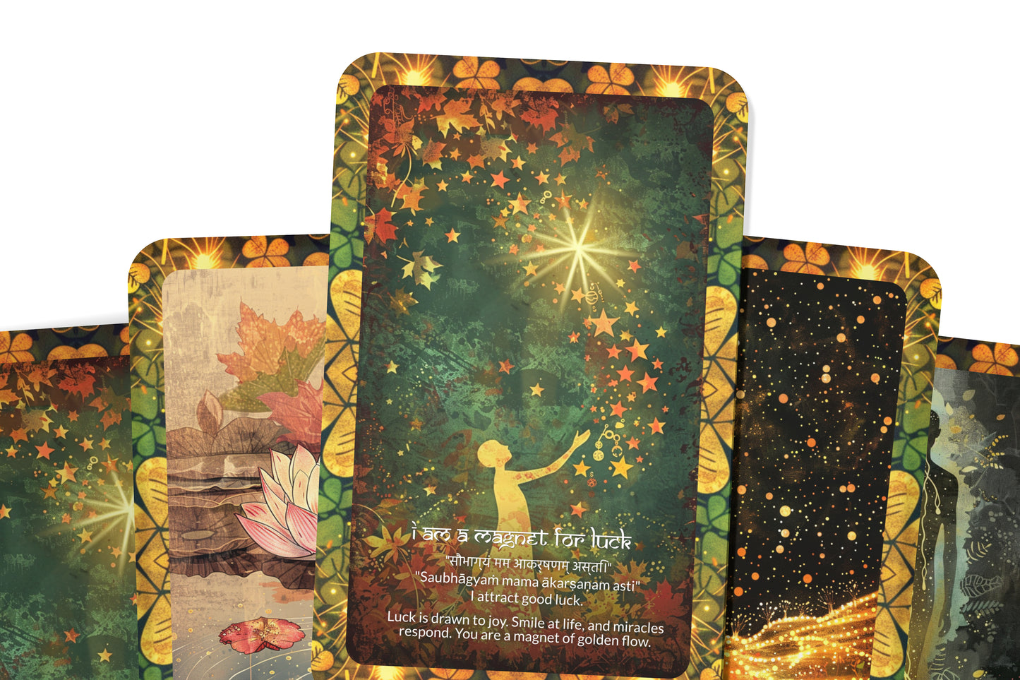 Luck Mantra – A Fortune Alignment Oracle Deck – 22 Oracle Cards – Synchronicities and Abundance
