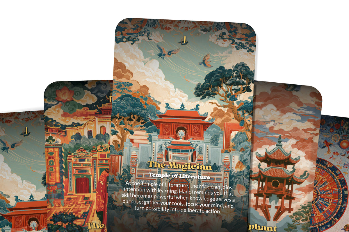 The Tarot of Hanoi – A Vietnamese Heritage Tarot Deck – 22 Tarot Cards – Ancient Temples and Spirit of the Red River