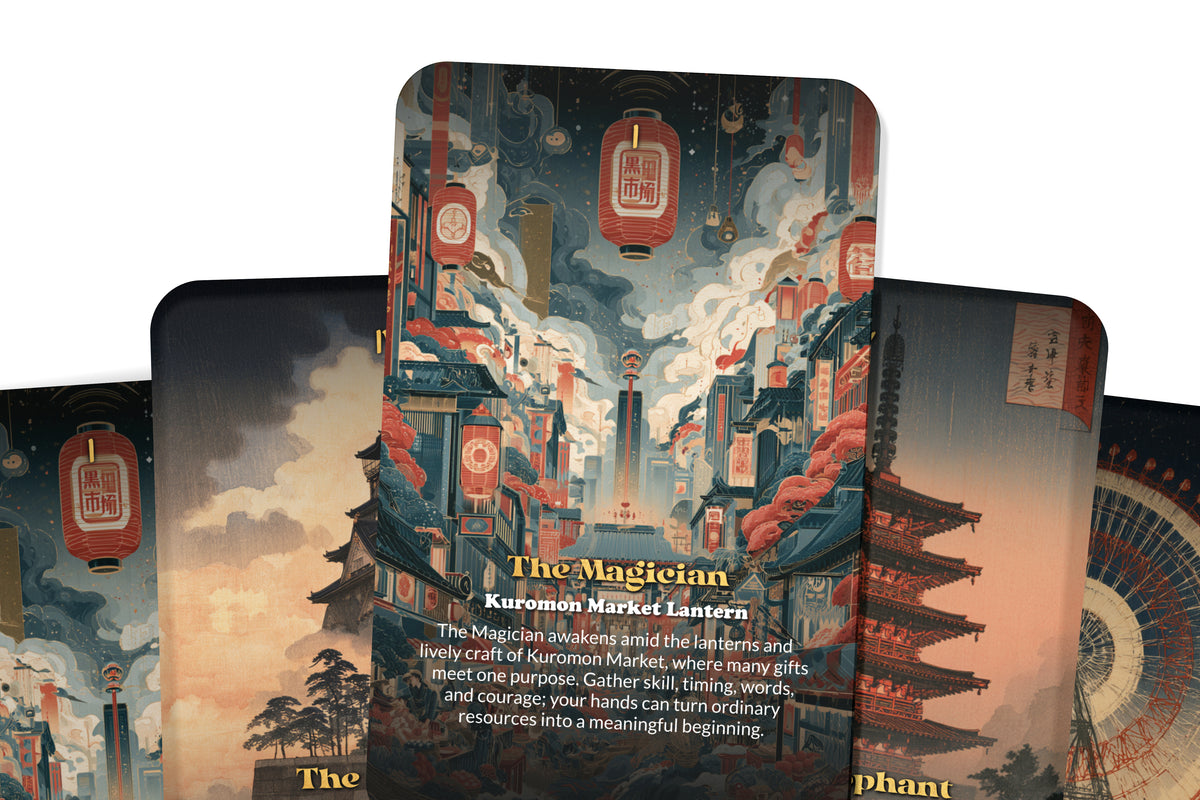 The Tarot of Osaka – A Japanese Urban Spirit Tarot Deck – 22 Tarot Cards – Tradition, Commerce, and Culinary Culture