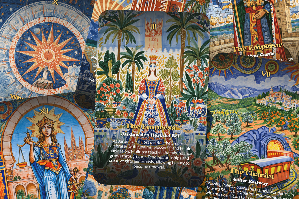 The Tarot of Palma de Mallorca – A Mediterranean Island Tarot Deck – 22 Tarot Cards – Sea, Stone, and Balearic Spirit
