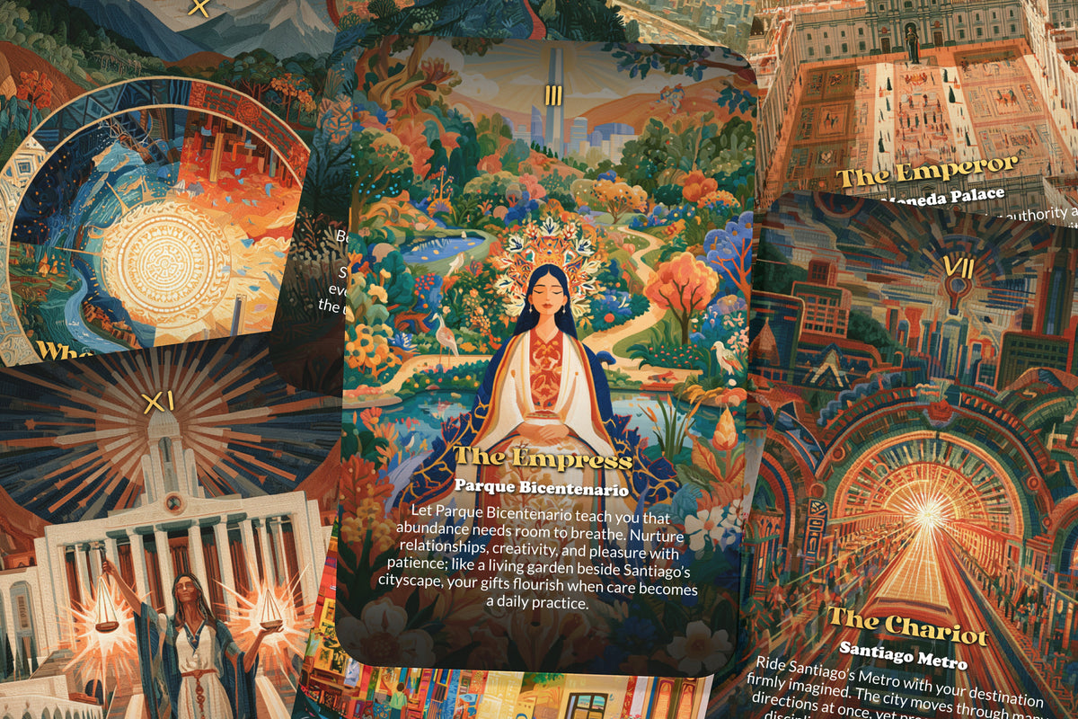 The Tarot of Santiago – An Andean Chilean Tarot Deck – 22 Tarot Cards – Mountain Energy and Chilean Heritage