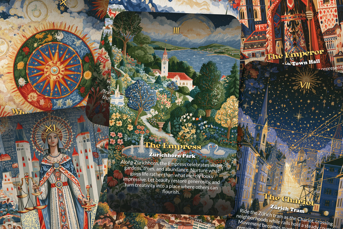 The Tarot of Zurich – A Swiss Alpine Tarot Deck – 22 Tarot Cards – Lake Waters, Mountains, and Swiss Heritage