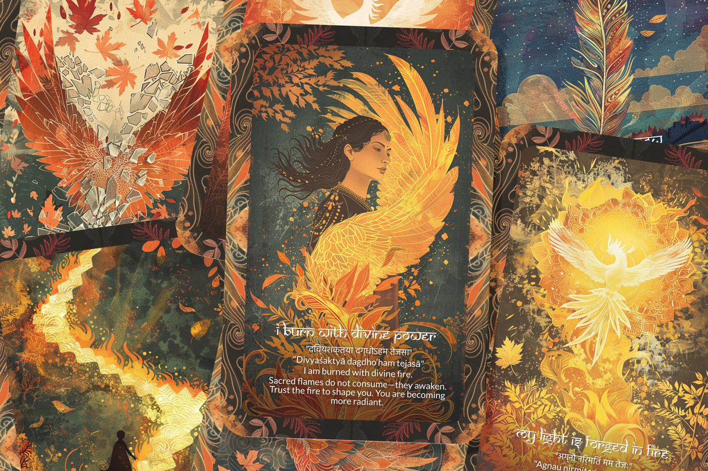 Phoenix Mantra – A Rebirth Oracle Deck – 22 Oracle Cards – Rise from Ash and Begin Again