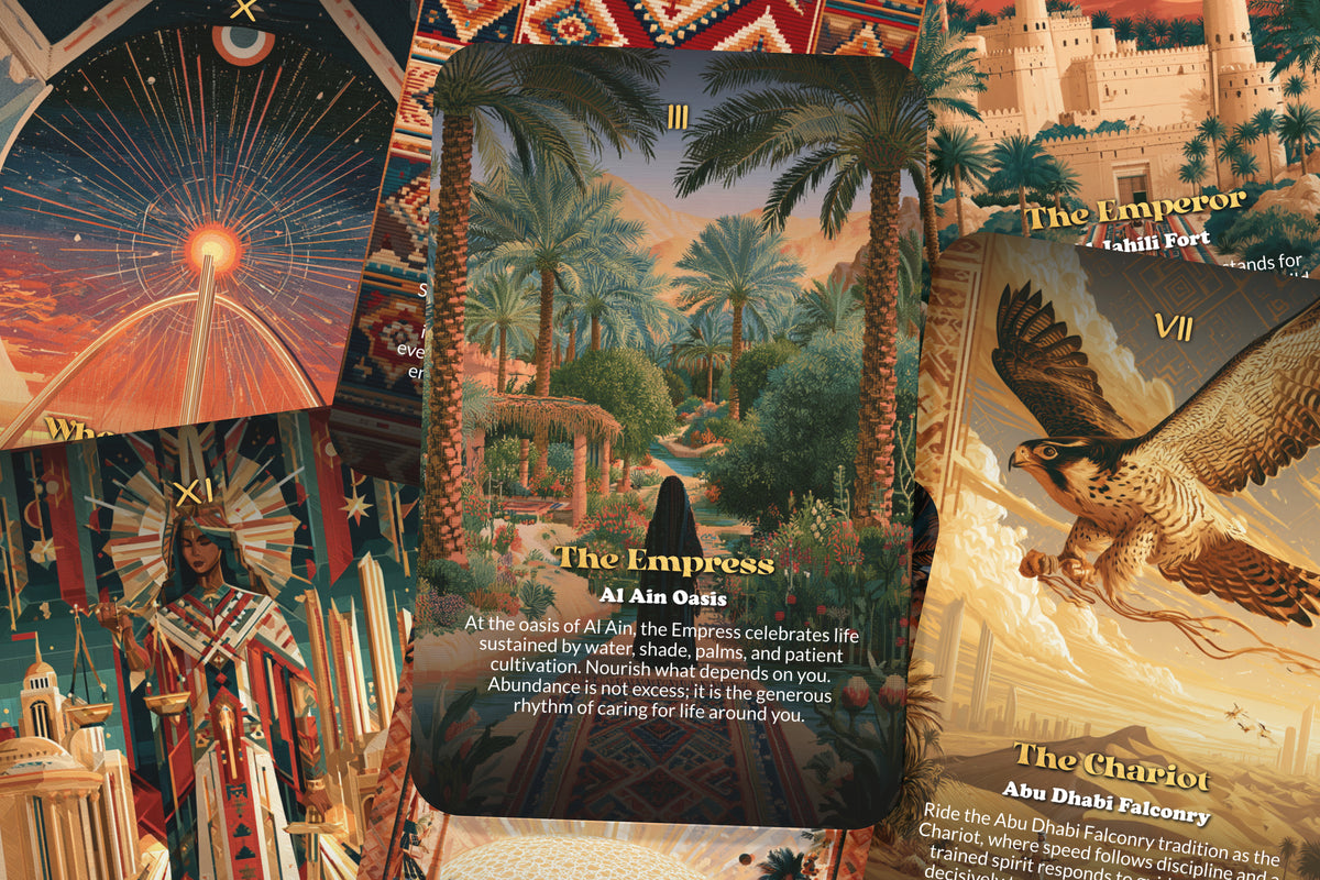 The Tarot of Abu Dhabi – A Desert Mysticism Tarot Deck – 22 Tarot Cards – Spiritual Journey Through the UAE’s Capital
