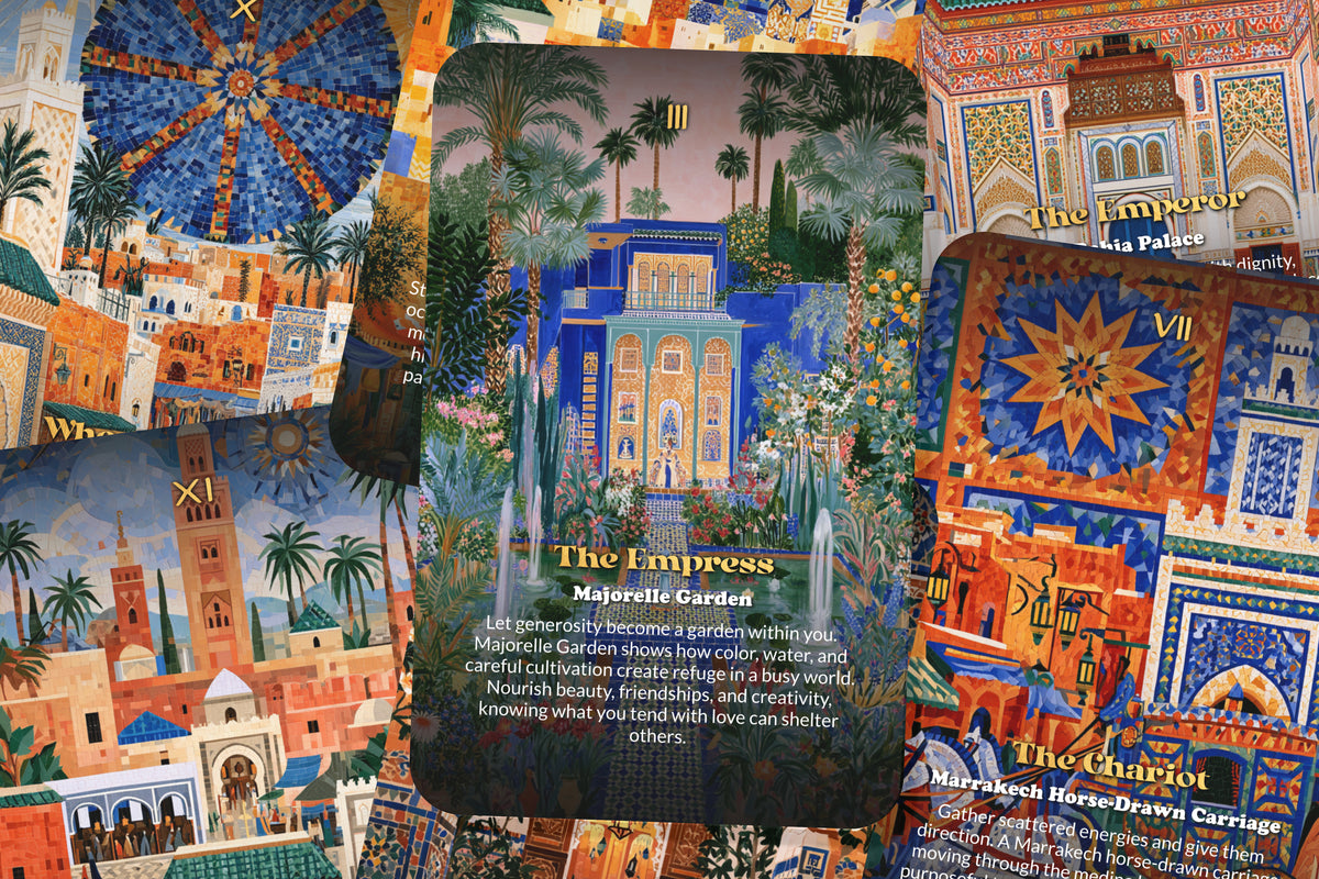 The Tarot of Marrakech – A Moroccan Mysticism Tarot Deck – 22 Tarot Cards – Souks, Palaces, and Desert Wisdom