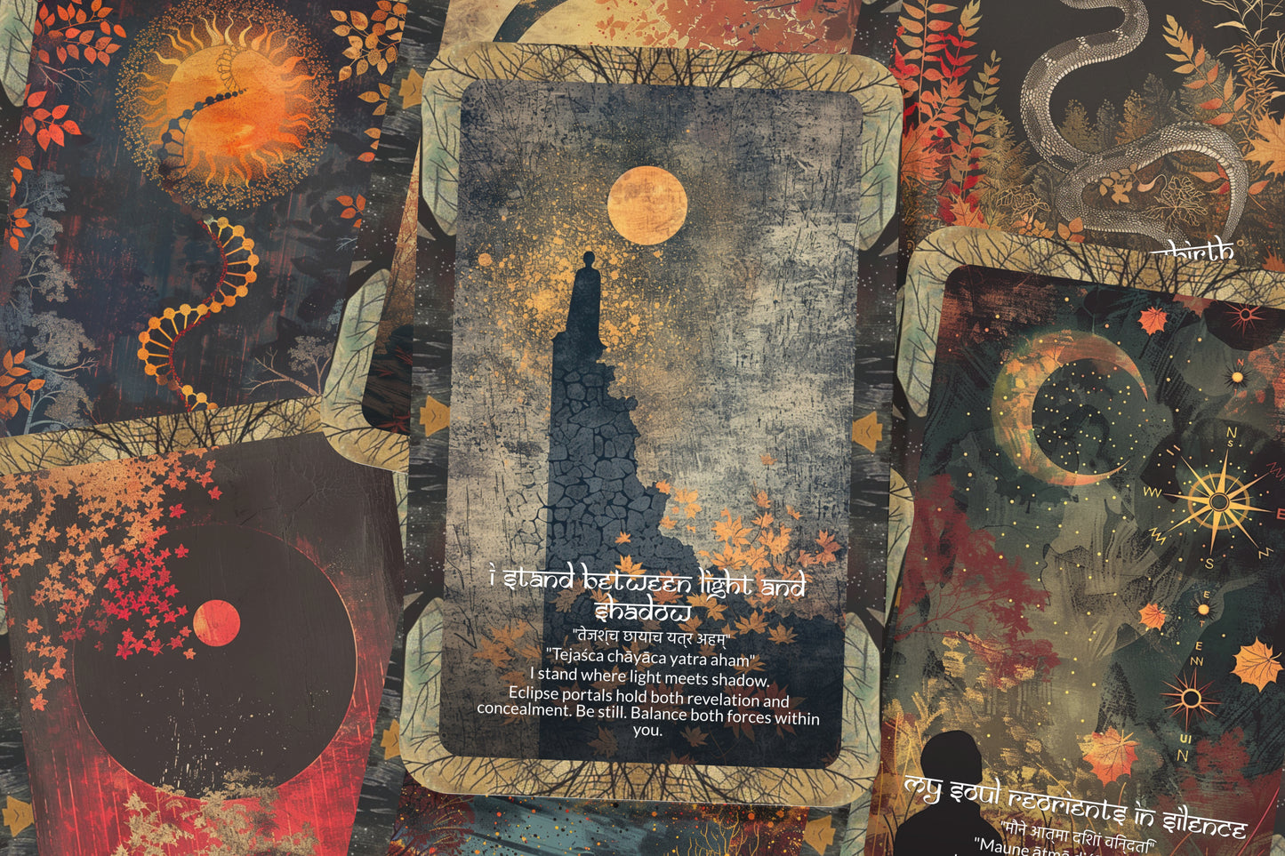 Eclipse Mantra – A Cosmic Shift Oracle Deck – 22 Oracle Cards – Light and Shadow in Sacred Dance