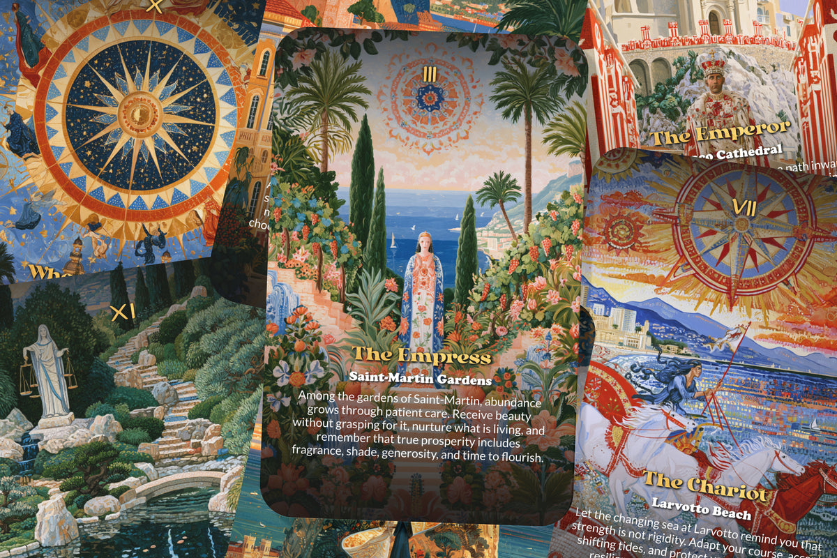The Tarot of Monaco – A Riviera Mysticism Tarot Deck – 22 Tarot Cards – Mediterranean Elegance and Coastal Fortune