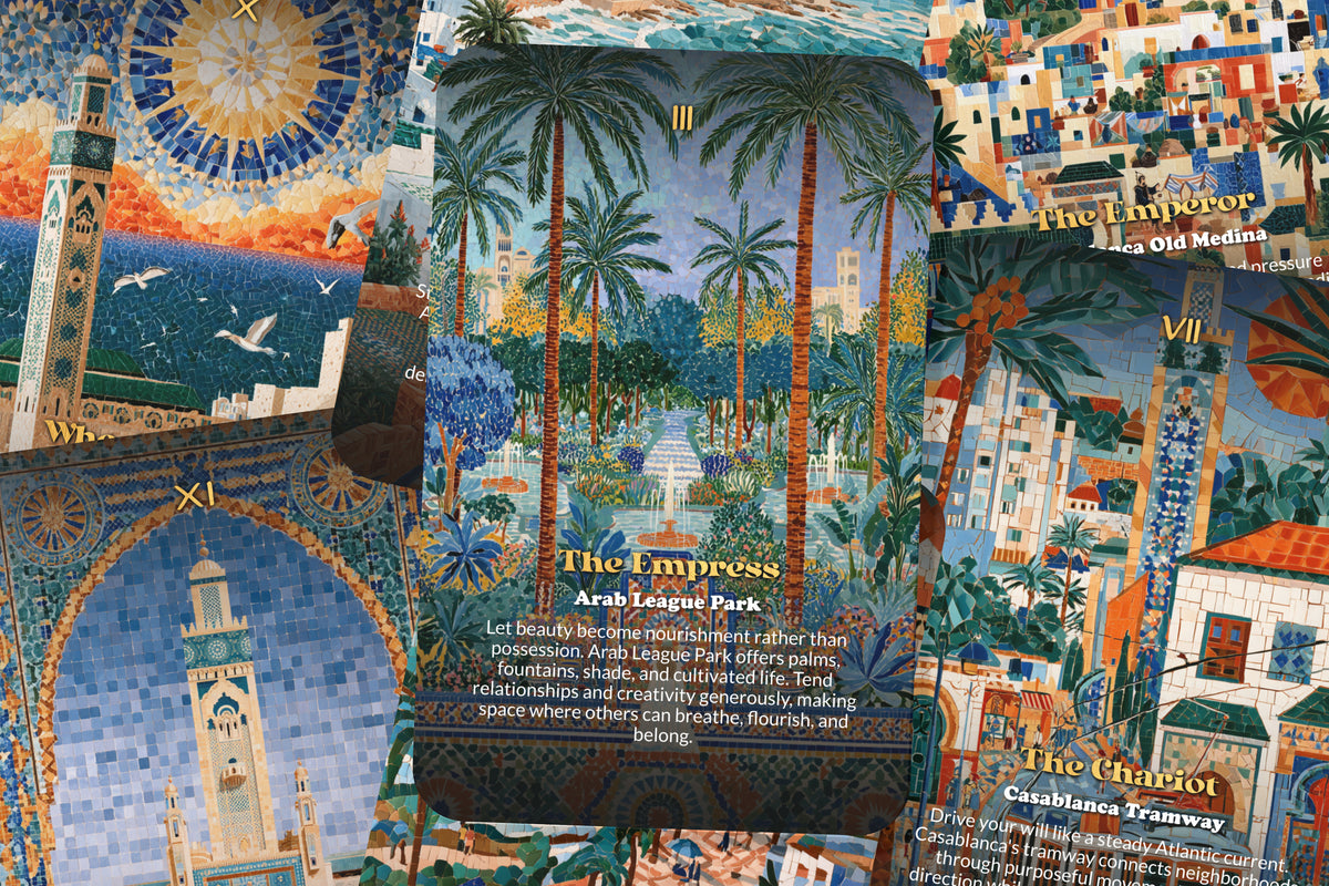 The Tarot of Casablanca – A Moroccan Heritage Tarot Deck – 22 Tarot Cards – Mysteries of the Atlantic and Ancient Medina