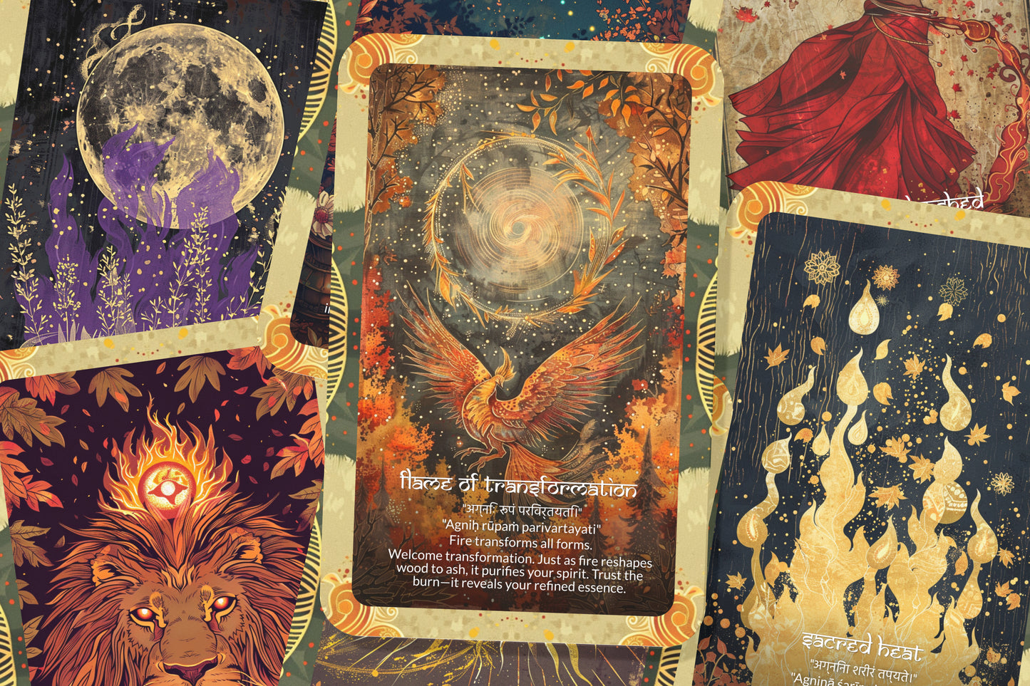Fire Mantra – An Elemental Flame Oracle Deck – 22 Oracle Cards – Passion, Purification, and Power