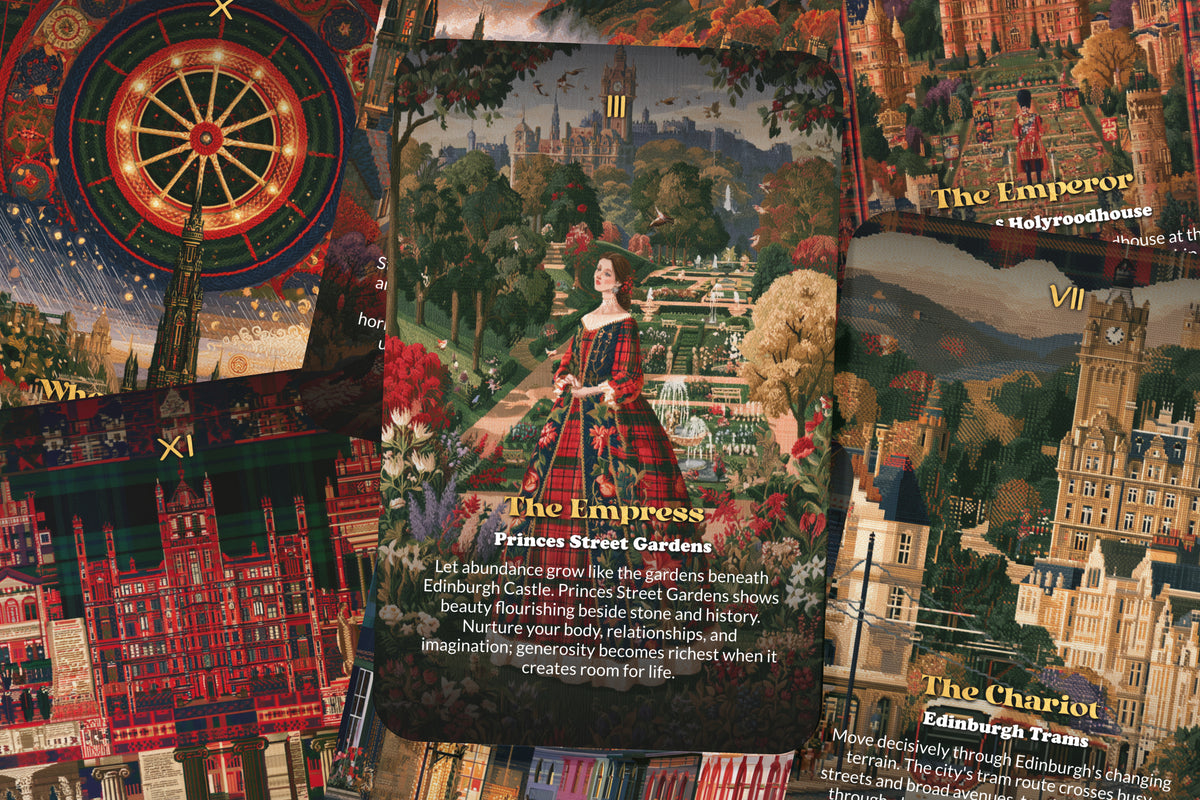 The Tarot of Edinburgh – A Scottish Mysteries Tarot Deck – 22 Tarot Cards – Castles, Highlands, and Celtic Legends