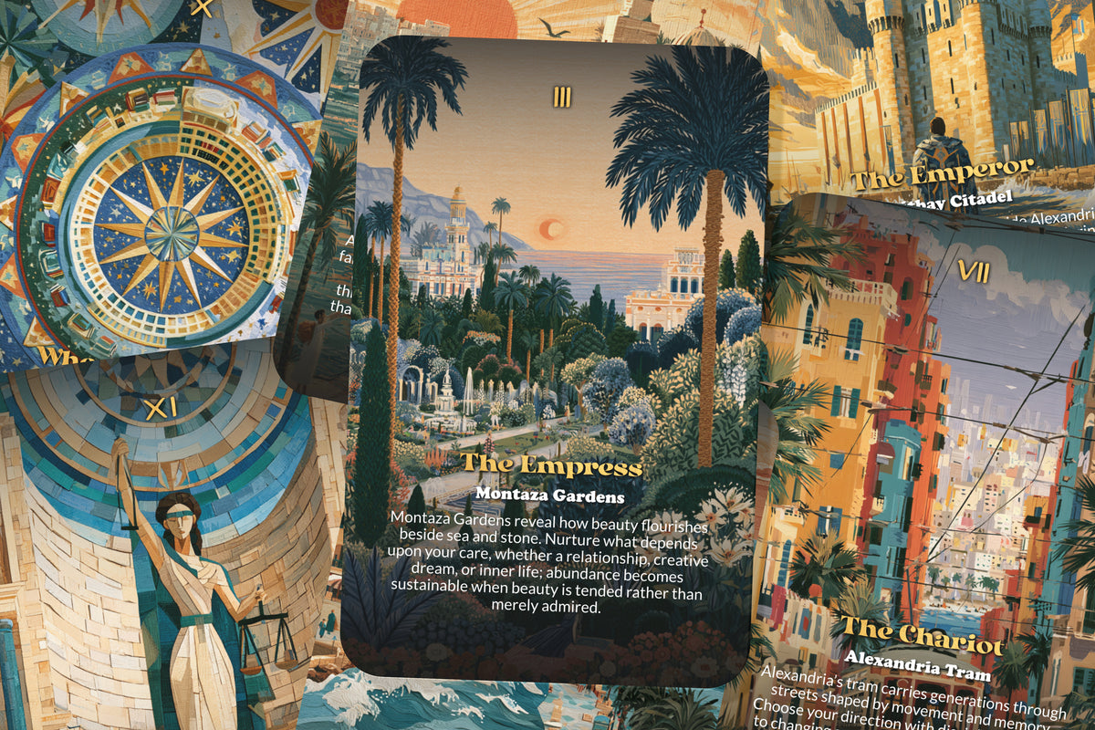 The Tarot of Alexandria – A Mediterranean Heritage Tarot Deck – 22 Tarot Cards – Ancient Wisdom by Egypt’s Sacred Sea