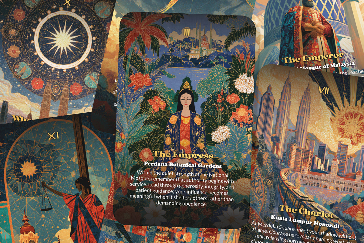 The Tarot of Kuala Lumpur – A Tropical Heritage Tarot Deck – 22 Tarot Cards – Temples, Towers, and Malaysian Spirit