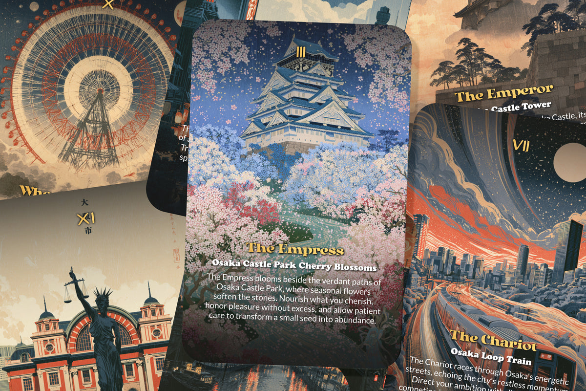The Tarot of Osaka – A Japanese Urban Spirit Tarot Deck – 22 Tarot Cards – Tradition, Commerce, and Culinary Culture