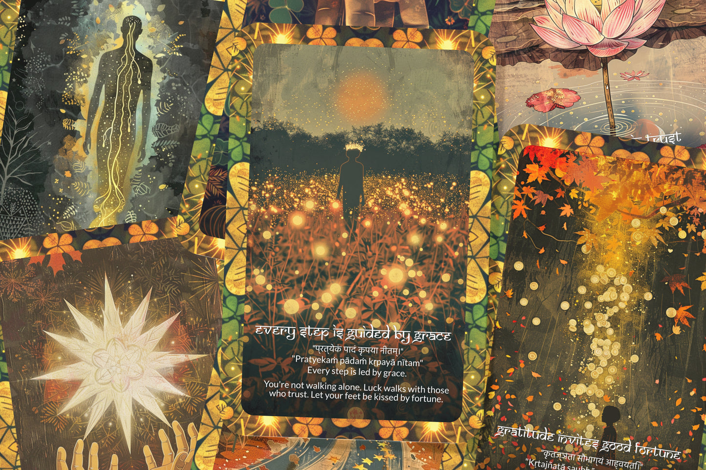 Luck Mantra – A Fortune Alignment Oracle Deck – 22 Oracle Cards – Synchronicities and Abundance