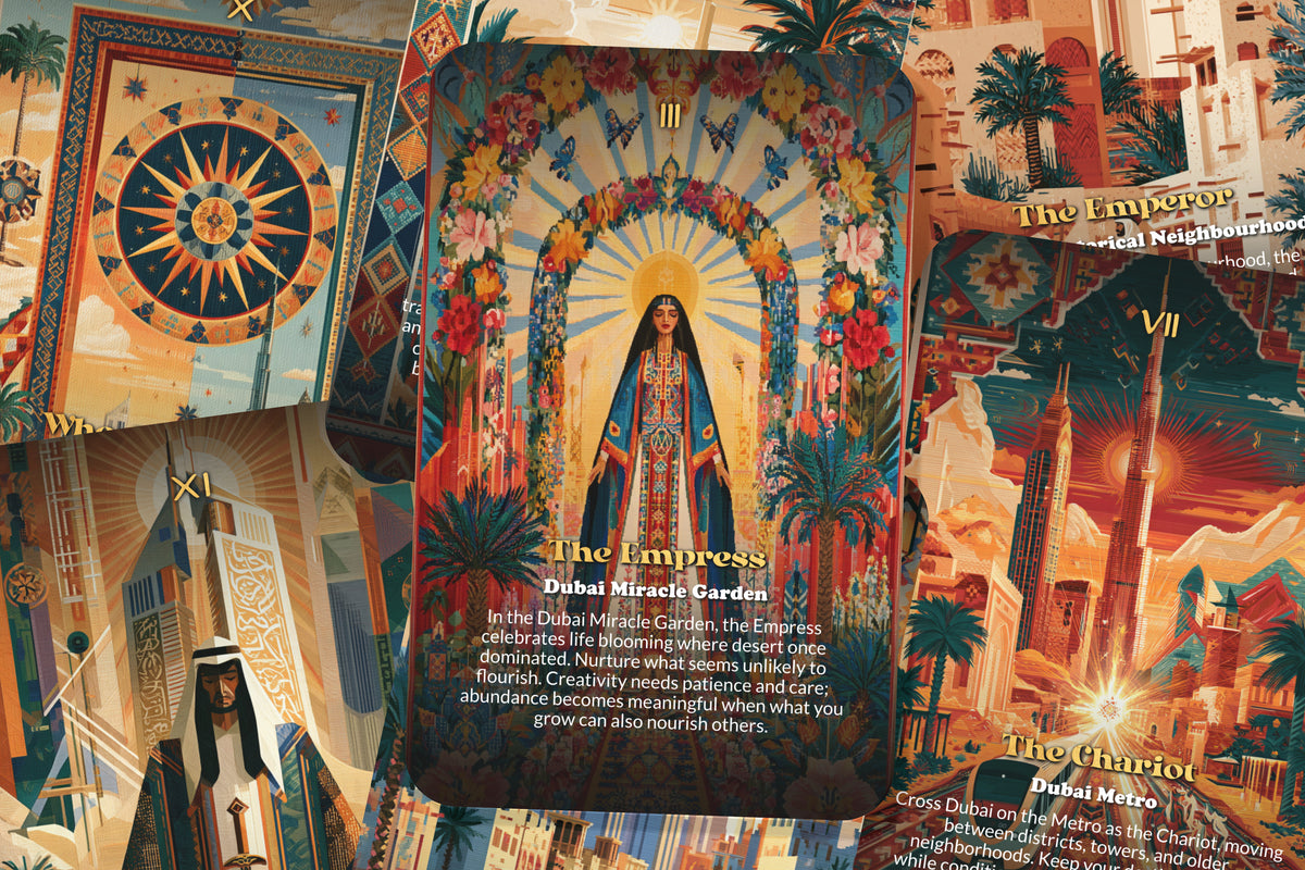 The Tarot of Dubai – A Desert Vision Tarot Deck – 22 Tarot Cards – From Ancient Sands to Modern Wonder