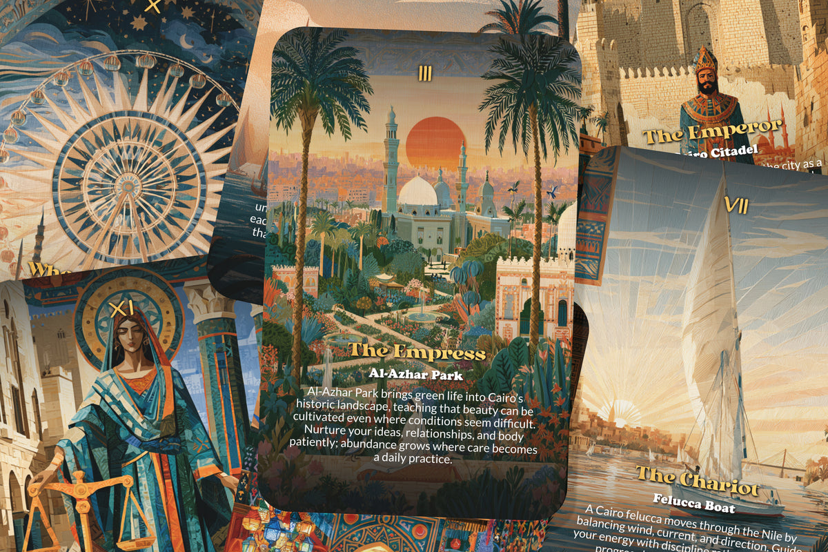 The Tarot of Cairo – An Ancient Egyptian Tarot Deck – 22 Tarot Cards – Mysteries of the Nile and the Pharaohs