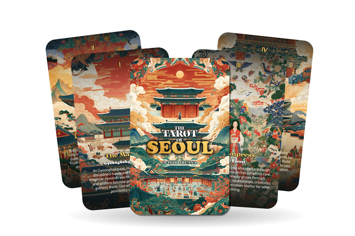 The Tarot of Seoul – A Korean Heritage Tarot Deck – 22 Tarot Cards – Palaces, Mountains, and Modern Spirit