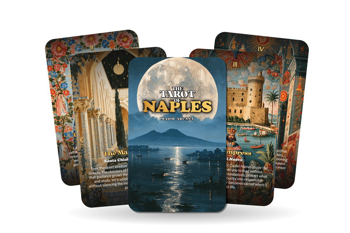 The Tarot of Naples – A Mediterranean Mysteries Tarot Deck – 22 Tarot Cards – Vesuvius, Ancient Ruins, and Italian Soul