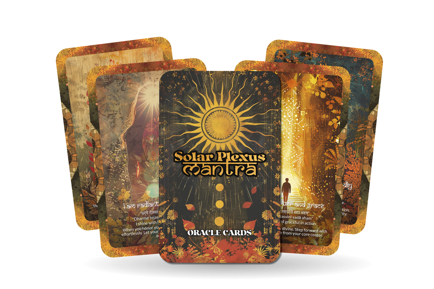 Solar Plexus Mantra – A Power Center Oracle Deck – 22 Oracle Cards – Radiate Confidence and Will
