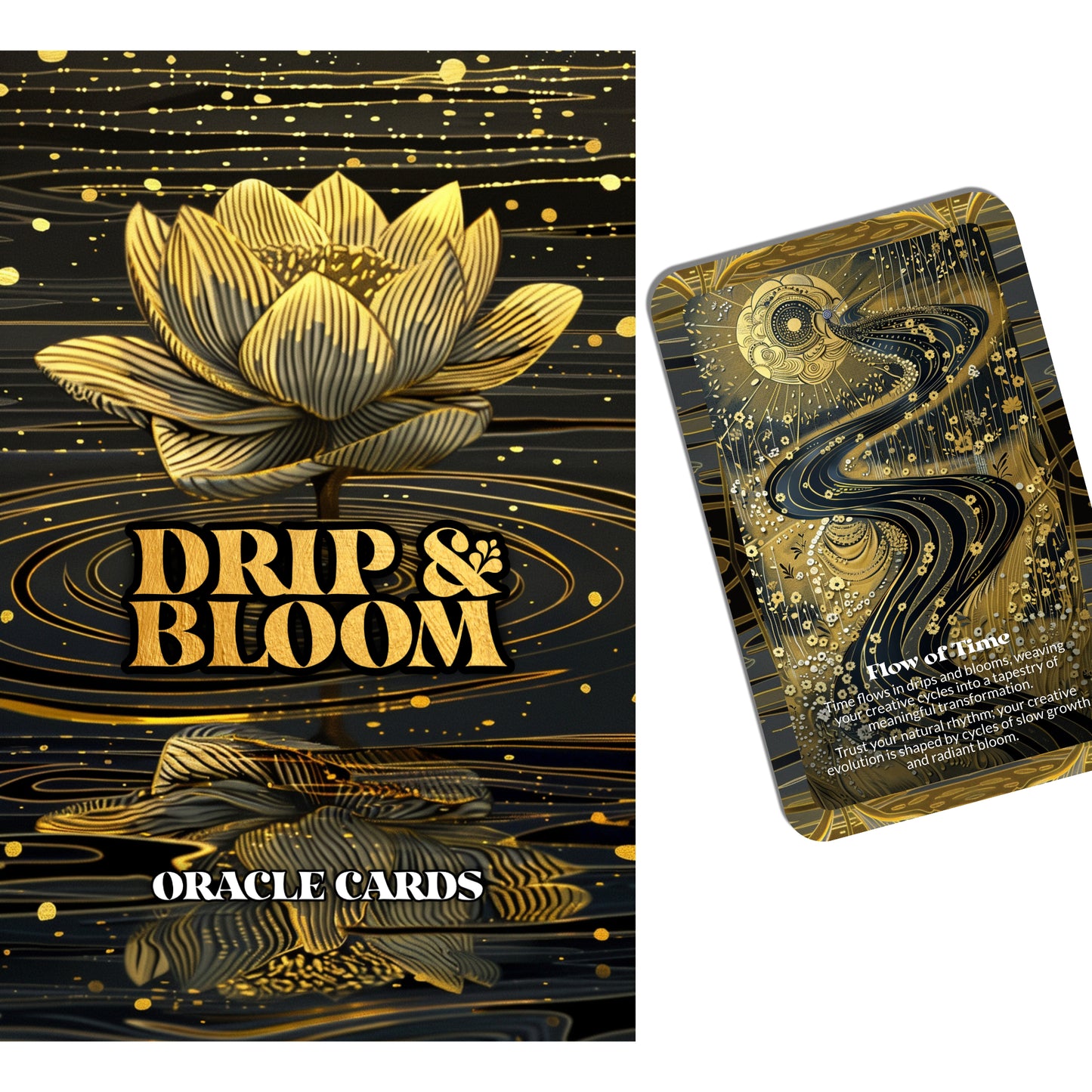 Drip & Bloom – A Creative Cycles Oracle Deck – 22 Oracle Cards – Let Inspiration Fall and Rise Again