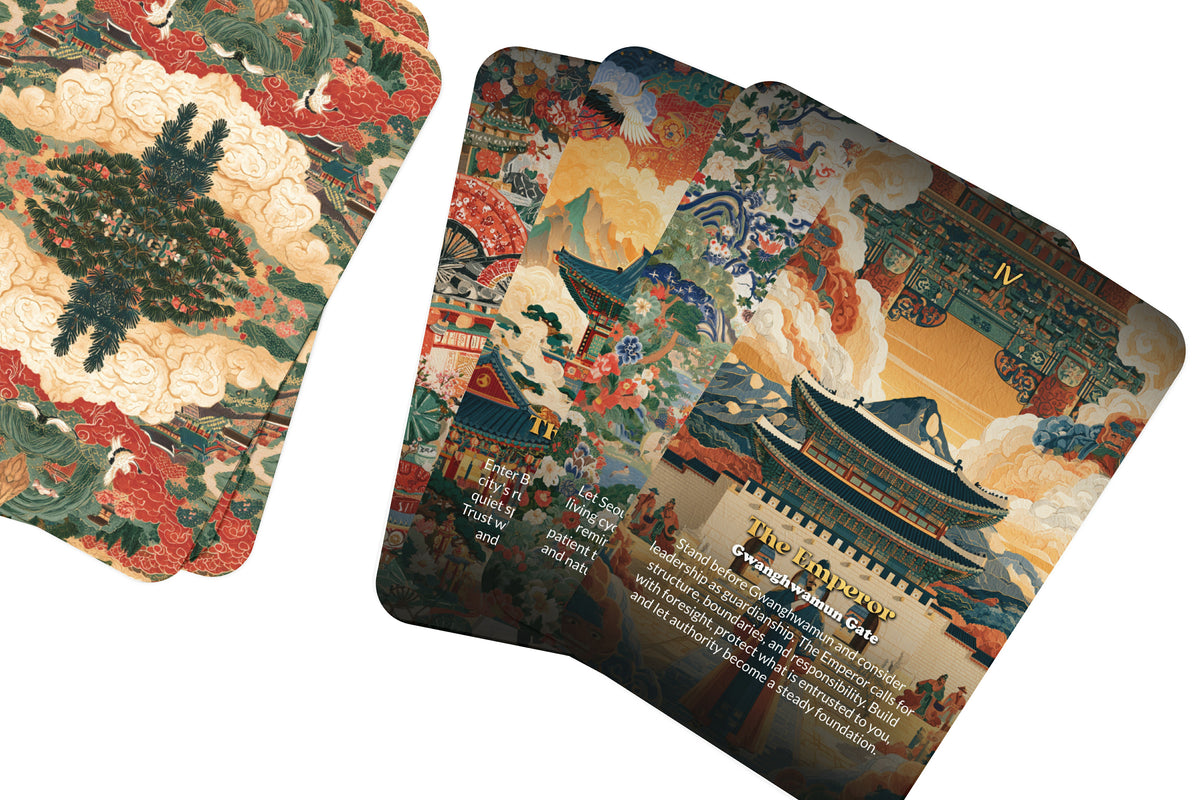 The Tarot of Seoul – A Korean Heritage Tarot Deck – 22 Tarot Cards – Palaces, Mountains, and Modern Spirit