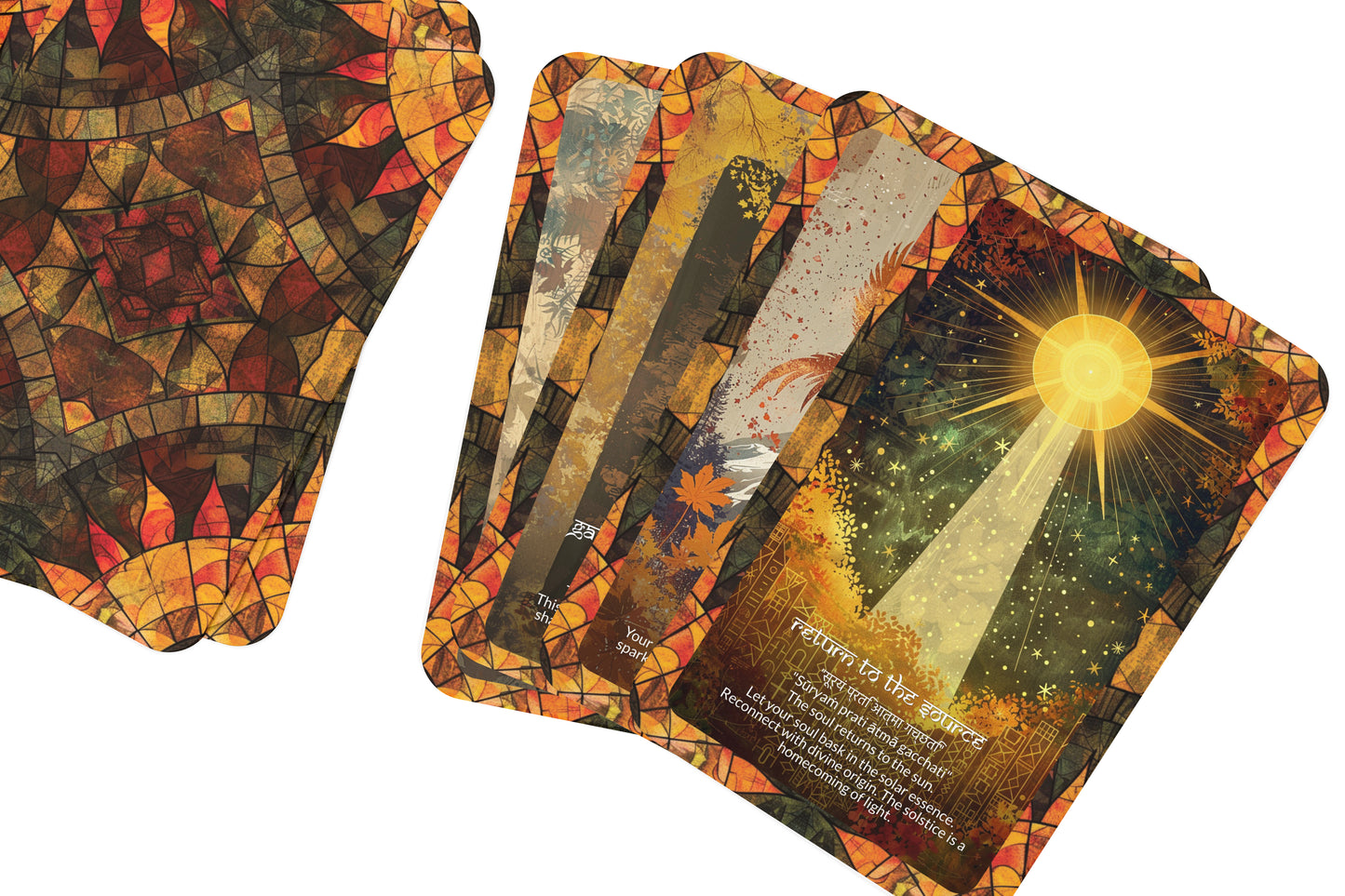 Solstice Mantra – A Seasonal Shift Oracle Deck – 22 Oracle Cards – Turning Point of Light and Shadow