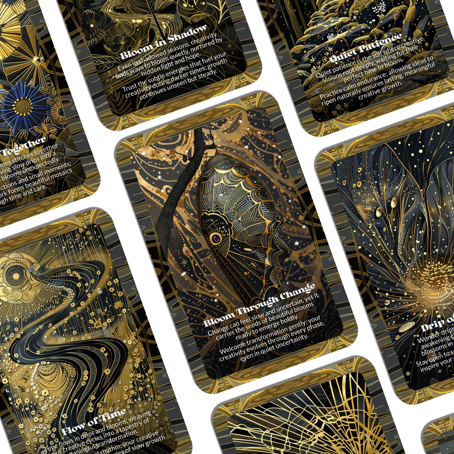 Drip & Bloom – A Creative Cycles Oracle Deck – 22 Oracle Cards – Let Inspiration Fall and Rise Again