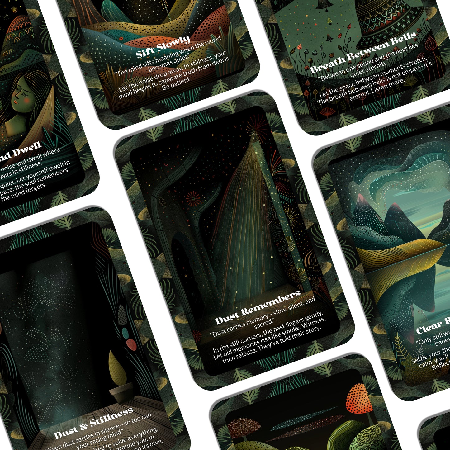 Dust & Stillness – A Meditation & Clarity Oracle Deck – 22 Oracle Cards – Where Quiet Dust Holds Wisdom