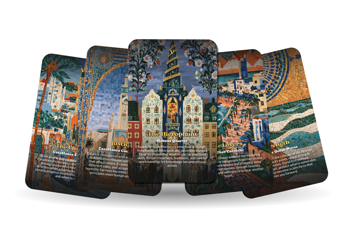 The Tarot of Casablanca – A Moroccan Heritage Tarot Deck – 22 Tarot Cards – Mysteries of the Atlantic and Ancient Medina