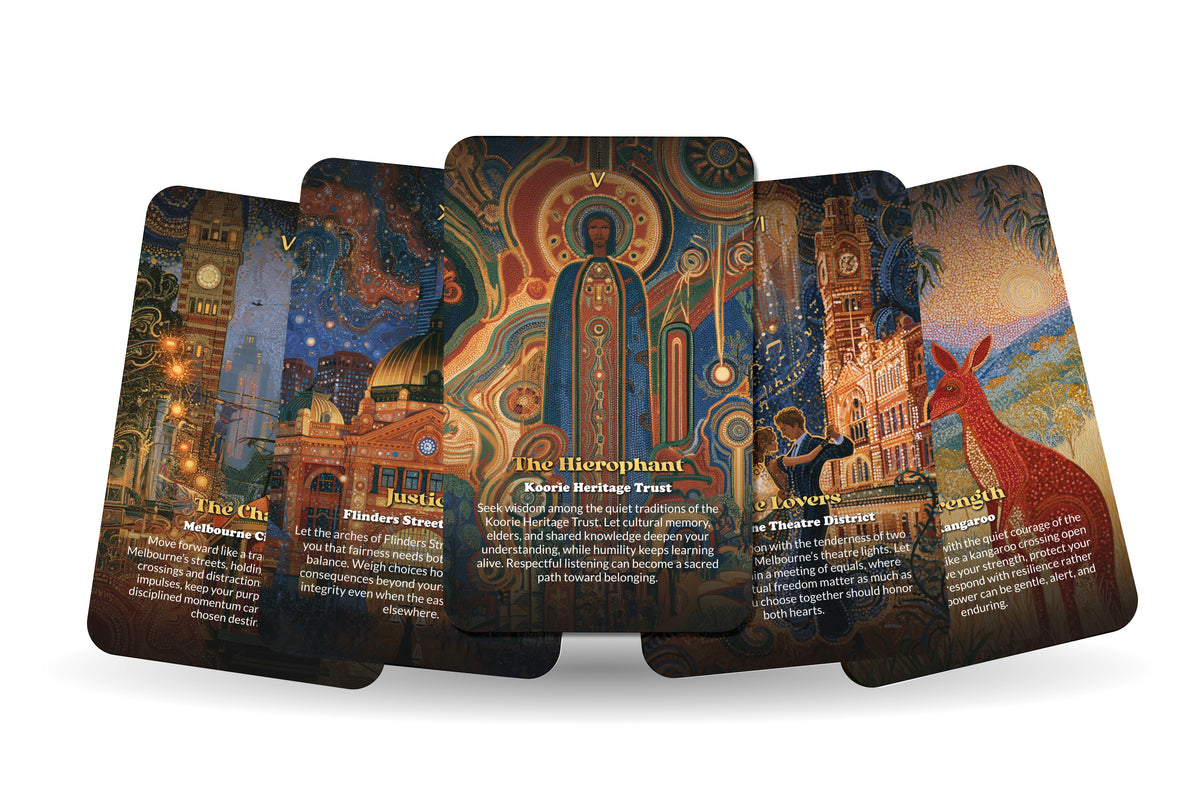 The Tarot of Melbourne – An Australian Spirit Tarot Deck – 22 Tarot Cards – Urban Culture and Nature’s Ancient Energy