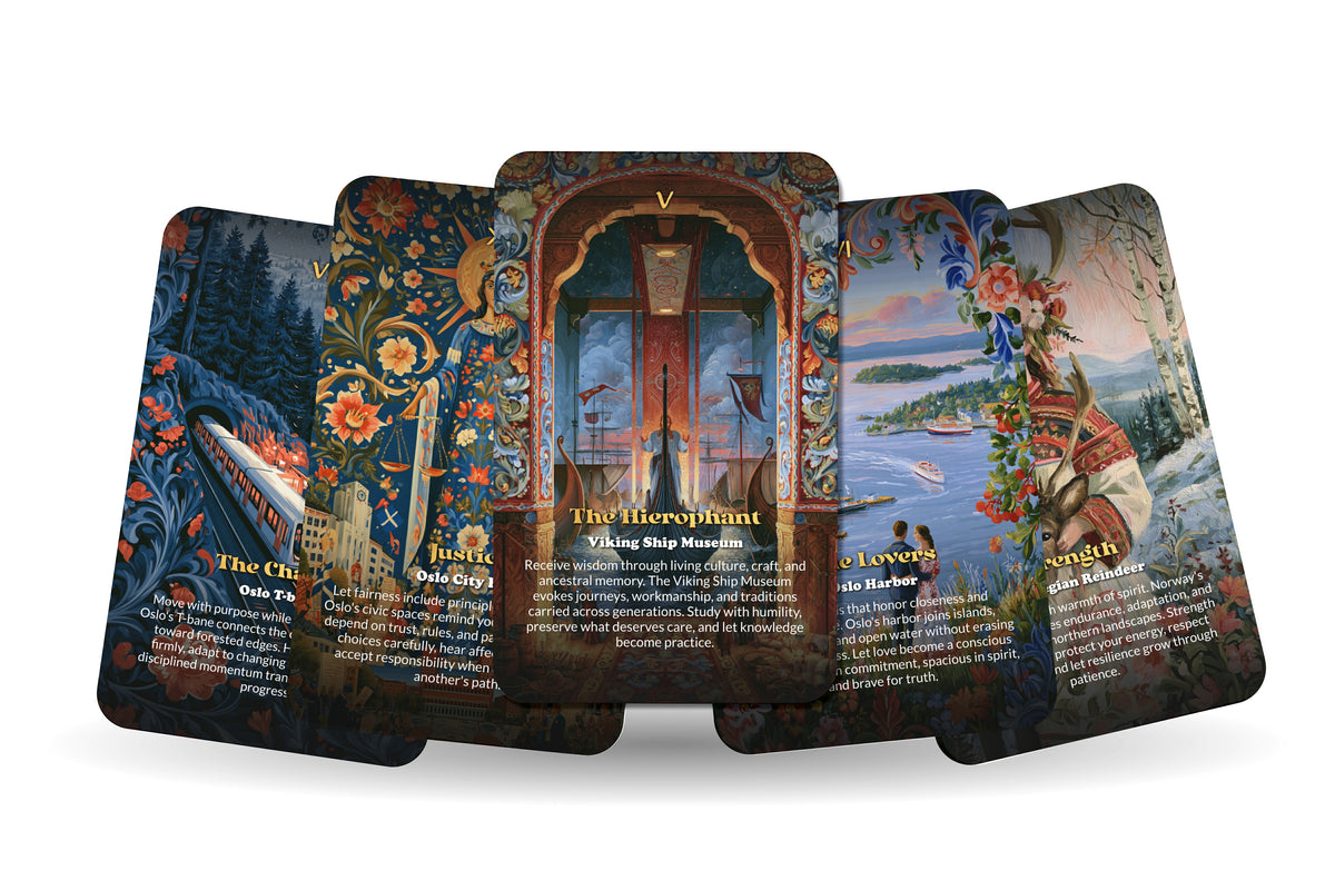 The Tarot of Oslo – A Nordic Fjord Tarot Deck – 22 Tarot Cards – Viking Heritage and Northern Light