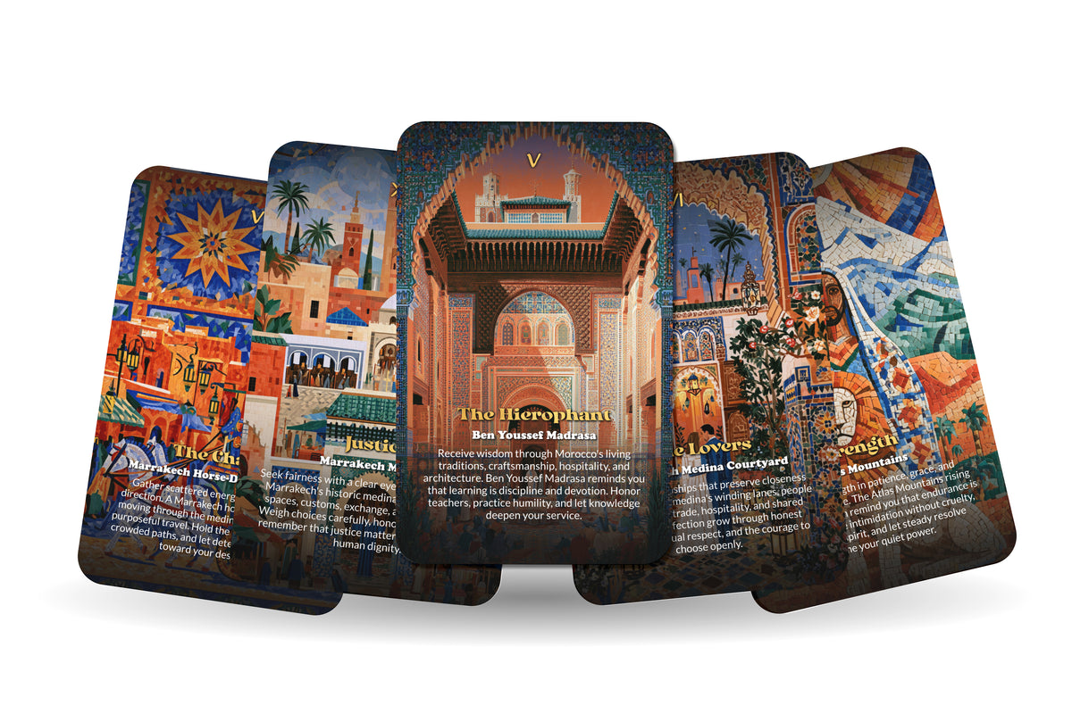 The Tarot of Marrakech – A Moroccan Mysticism Tarot Deck – 22 Tarot Cards – Souks, Palaces, and Desert Wisdom