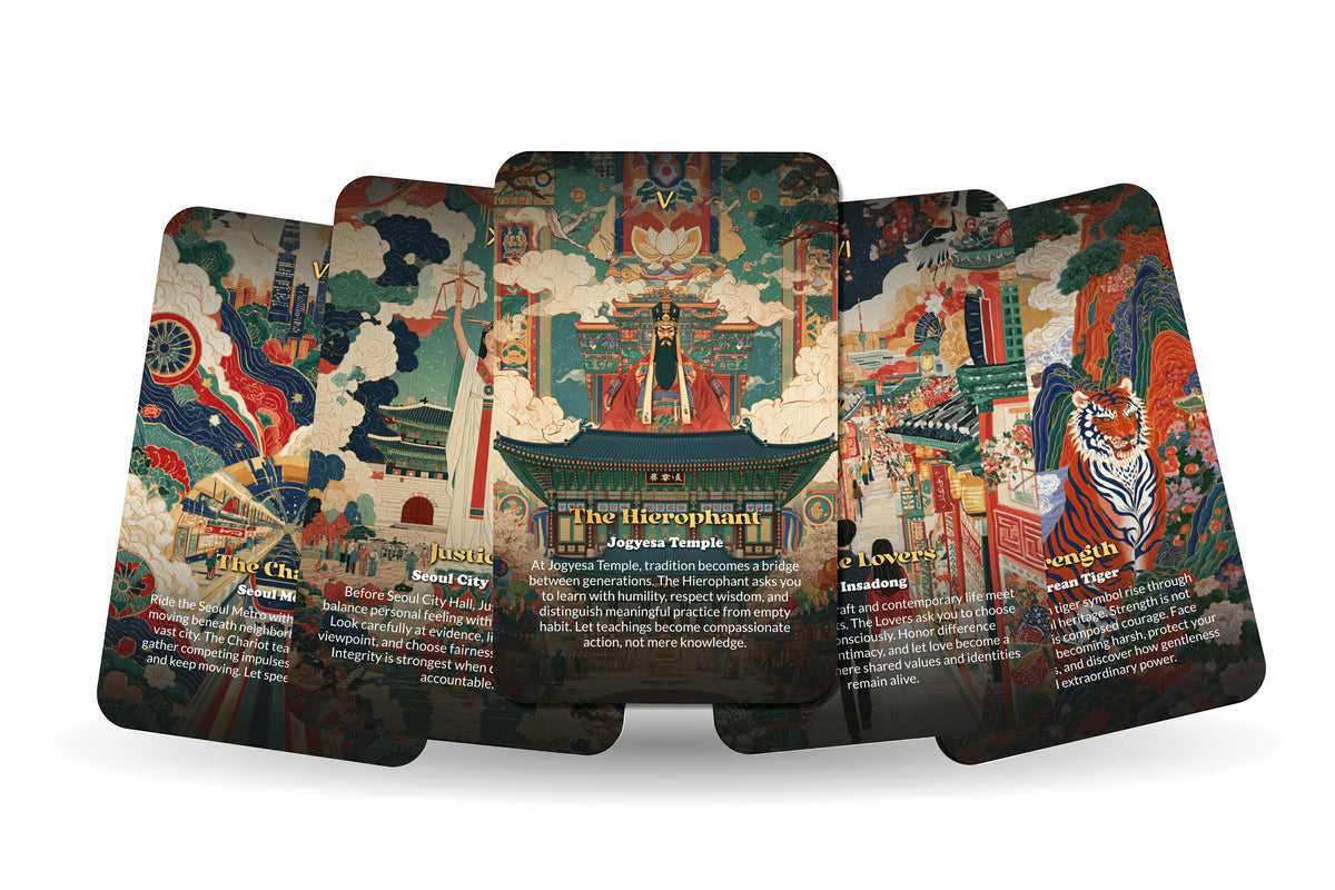 The Tarot of Seoul – A Korean Heritage Tarot Deck – 22 Tarot Cards – Palaces, Mountains, and Modern Spirit
