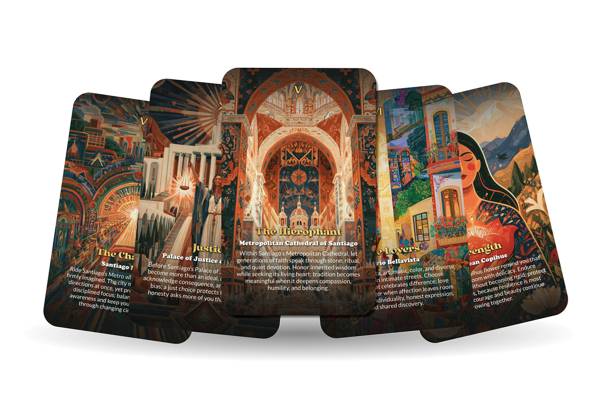 The Tarot of Santiago – An Andean Chilean Tarot Deck – 22 Tarot Cards – Mountain Energy and Chilean Heritage